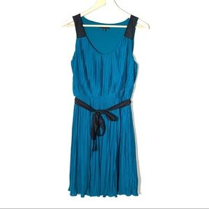 Banana Republic pleated teal/black  dress
